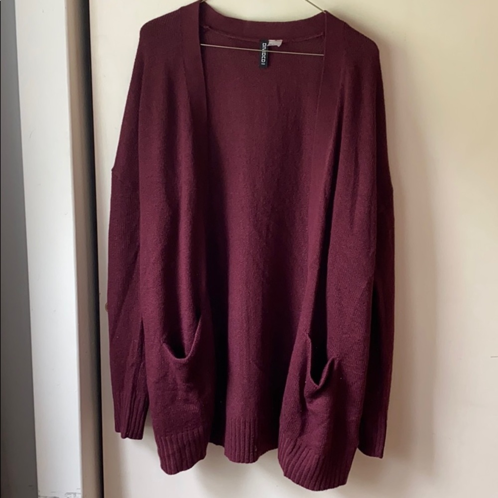 Burgundy Open Front H&M Cardigan